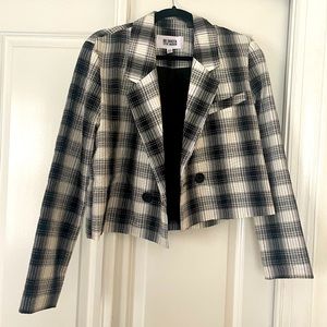 BB Dakota by Steve Madden cropped checkered plaid blazer EUC